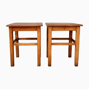 Bohemian Wooden Stools, 1950s, Set of 2