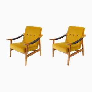 Sillones Mid-Century en amarillo, años 60. Juego de 2