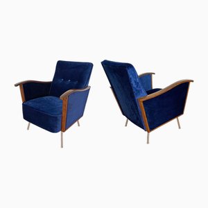 Fauteuils Bauhaus Tubulaires en Velours, 1960s, Set de 2