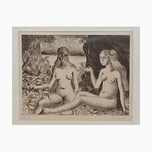 Paul Delvaux, La Dispute, 1969, Engraving