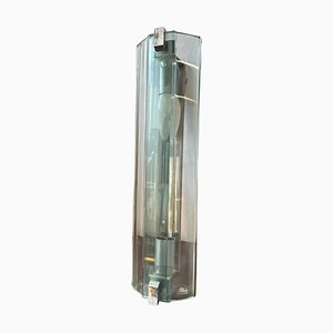 Italian Space Age Rectangular Glass and Chromed Metal Wall Sconce from Veca, 1960s