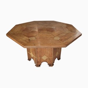 Mesa de comedor vintage octogonal de madera