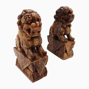Foo Dogs en Marbre, Chine, 1800s, Set de 2