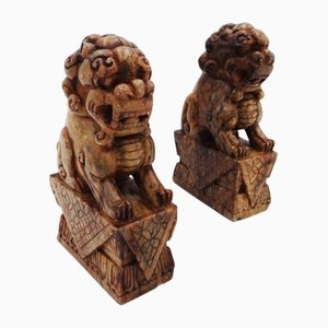 Marble Foo Dogs, China, 1800s, Set of 2