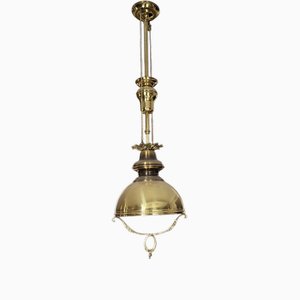 Lámpara de techo Mid-Century de bronce dorado