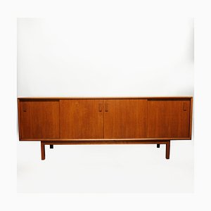 Credenza Mid-Century in teak con ante scorrevoli, Danimarca, anni '60