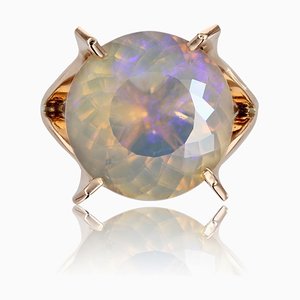 French 8.08 Carats Purple Jelly Opal 18 K Rose Gold Cocktail Ring, 1960s