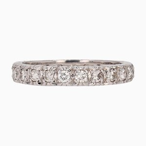 French 18 Karat White Gold Diamonds Wedding Ring, 1970s