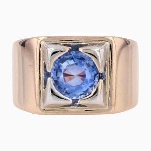 Sapphire 18 Karat Yellow Gold Tank Signet Ring, 1940s