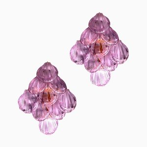 Pink Amethyst Shell Murano Glass Sconces, 1980, Set of 2