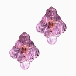 Rosa Amethyst Wandleuchten aus Muranoglas, 1980, 2 . Set