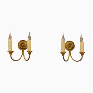 French Neoclassical Style Bronze Twin Arm Sconces, 1920s, Set of 2