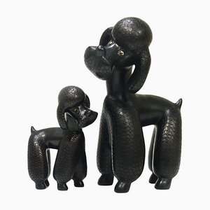 Mid-Century Hund Pudel Skulpturen von Leopold Anzengruber, 1950er, 2er Set