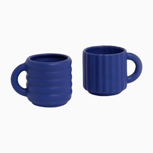 Tazas de espresso Ripple en azul de Form & Seek. Juego de 2