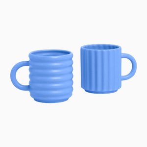 Ripple Mugs in Sky Blue from Form&Seek, Set of 2