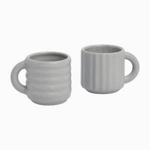Tazas de espresso Ripple en gris de Form & Seek. Juego de 2