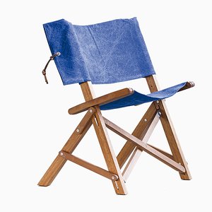 Sedia Dino 2.0 in iroko e tessuto, di Enrico Tonucci, Collezione Tonucci