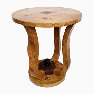 Mesa auxiliar estilo Art Déco de madera nudosa