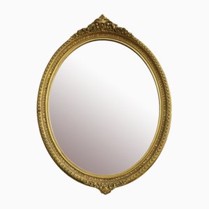 Antique Oval Gilt Overmantle Wall Mirror, 1890s