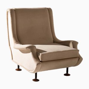 Sillones italianos de terciopelo beige de Marco Zanuso para Arflex, años 60. Juego de 2