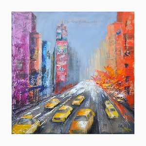 Dany Soyer, NY, Yellow Taxis, 2023, Acrílico sobre lienzo