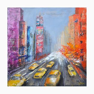 Dany Soyer, NY, Yellow Taxis, 2023, Acryl auf Leinwand