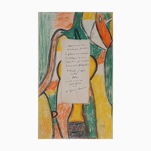 Jean-Michel Atlan, Composición abstracta, 1956, Pastel original firmado