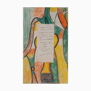 Jean-Michel Atlan, Composizione astratta, 1956, Pastello originale firmato