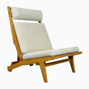 Deck Chairs AP71 with Footstool attributed to Hans Wegner for Ap Stolen, Denmark, 1968, 1970s, Set of 4