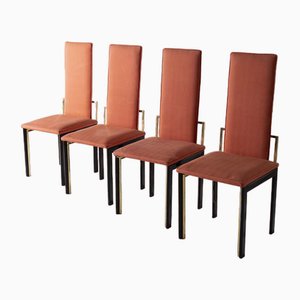 Italienische Vintage Stühle aus Stoff & Metall, 1970er, 4er Set