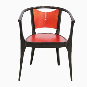 Baumann Armchairs Model Diese in Colour Wengé and Red from Pagnon Pelhaître, Set of 6