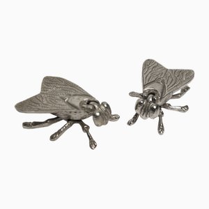 Mini Fly Ashtrays in Stainless Steel, 1970s, Set of 2