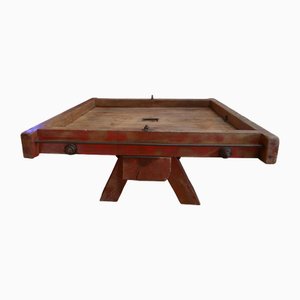 Press Coffee Table in Red Patina and Metal Screws, 1920s