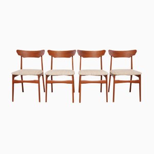Mid-Century Danish Teak and Wool Dining Chairs from Schiønning & Elgaard, 1960s, Set of 4