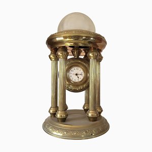 Horloge de Table Art Nouveau avec Lampe et Machines à Quartz