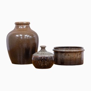 Vintage Stoneware Ceramics by Yngve Blixt for Höganäs Ab, 1970s, Set of 3