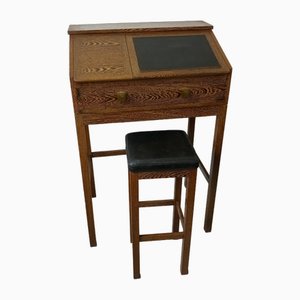 Bureau avec Tabouret, Scandinavie, 1960s, Set de 2