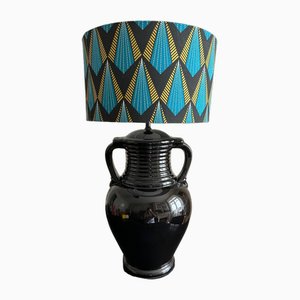 Lámpara de cerámica negra, años 70