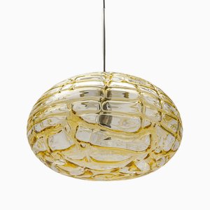 Lampada a sospensione ovale in vetro di Murano giallo di Doria Leuchten, Germania, anni '60