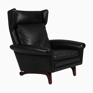 Fauteuil en Cuir Noir Original par Aage Christiansen pour Esra Møbeler, 1960s