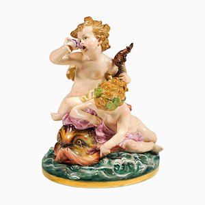 Figurine Cupidon sur Dauphin par Heinrich Schwabe pour Meissen, 1890