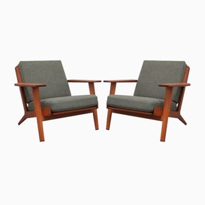 Early Oak GE-290 Lounge Chairs by Hans J. Wegner for Getama, 1953, Set of 2