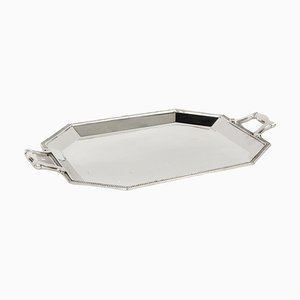 Large French Silver Plated Twin Handled Tray attributed to Christofle 20th Century, 1930s