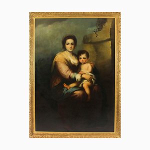 Después de Bartolomé Esteban Murillo, Nuestra Señora del Rosario, siglo XIX, óleo sobre lienzo, enmarcado