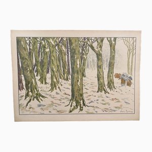 Henri Rivière, Le Bois, Winter, Lithograph, Framed