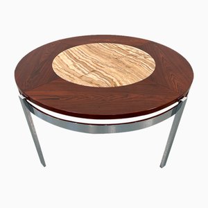 Danish Modern Round Rosewood and Marble Coffee Table from Bendixen Design, 1970s