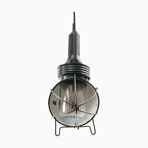 Vintage Industrial Pendant Lamp in Blue Enamel