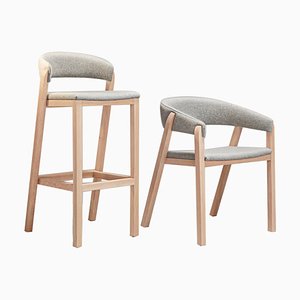 Gray Oslo Stool and Chair by Pepe Albargues, Set of 2