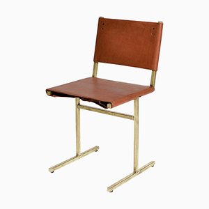 Classic Brown and Brass Memento Chair by Jesse Sanderson
