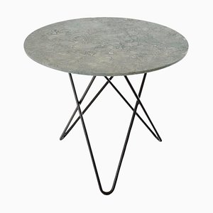 Grey Marble and Black Steel Large Dining O Table by Oxdenmarq